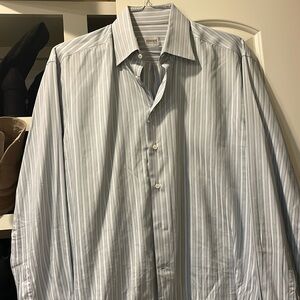 Armani men’s dress shirt. Light blue and grey. Good condition.
